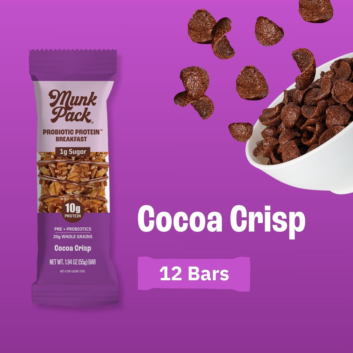 Cocoa Crisp Probiotic Protein™ Breakfast Bar, 12-Count