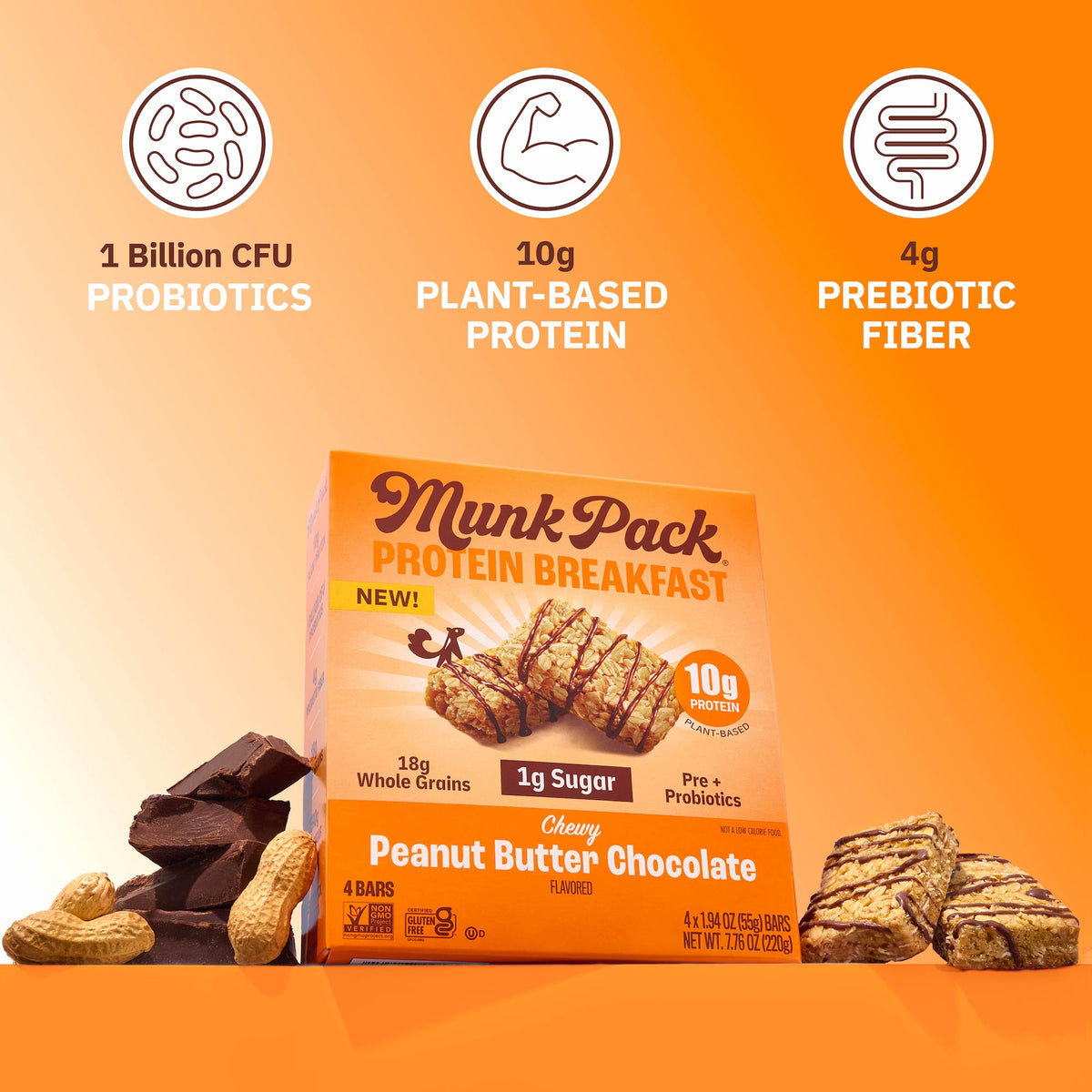 Peanut Butter Chocolate Probiotic Protein™ Breakfast Bar, 12-Count