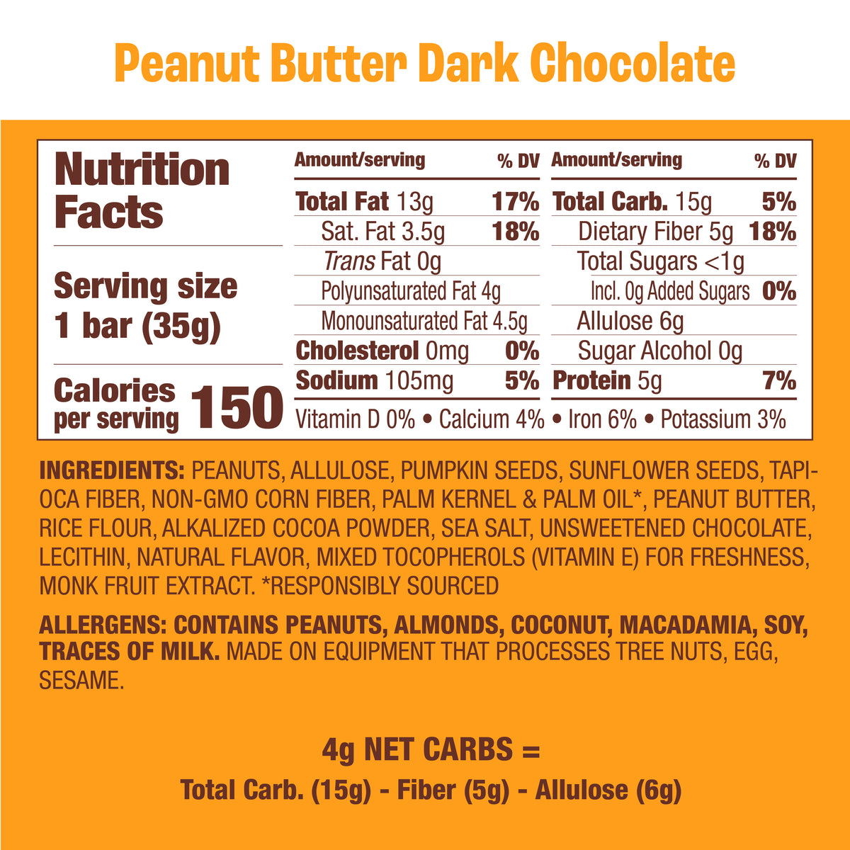 Peanut Butter Dark Chocolate Nut & Seed Bar, 24-Count
