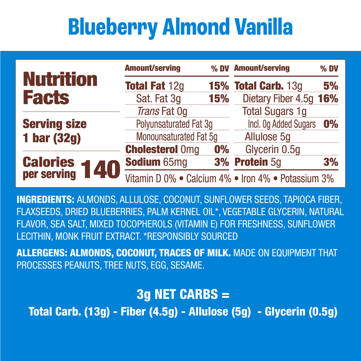 Blueberry Almond Vanilla Granola Bar, 12-Count