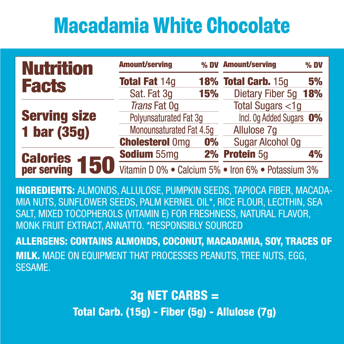 Macadamia White Chocolate Nut & Seed Bar, 12-Count