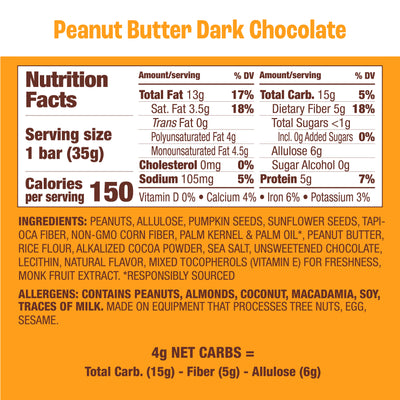 Peanut Butter Dark Chocolate Nut & Seed Bar, 12-Count
