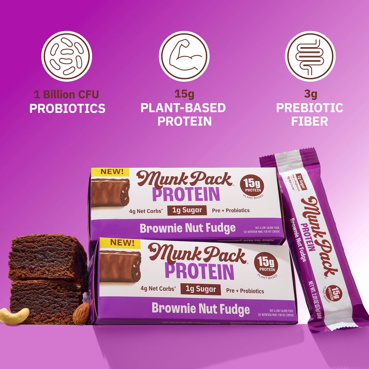 Brownie Nut Fudge Probiotic Protein™ Bar, 12-Count